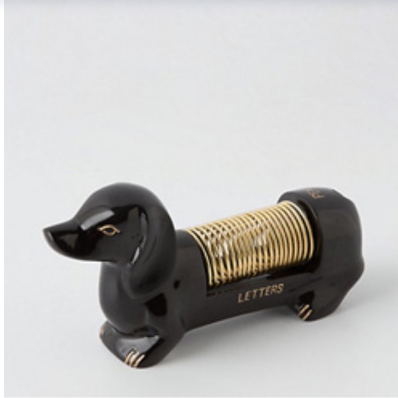 Anthropologie Other - Anthropologie Black and Gold Dachshund Dog Letter Holder